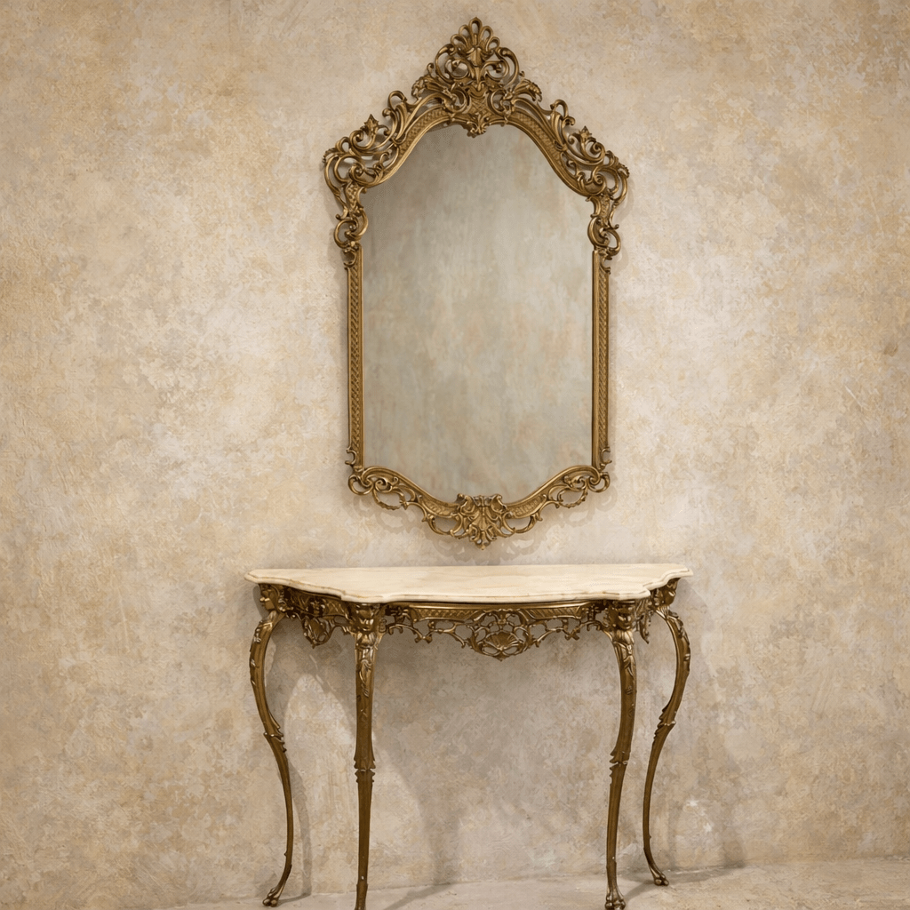 Consolă baroc din bronz masiv+oglindă monumentală