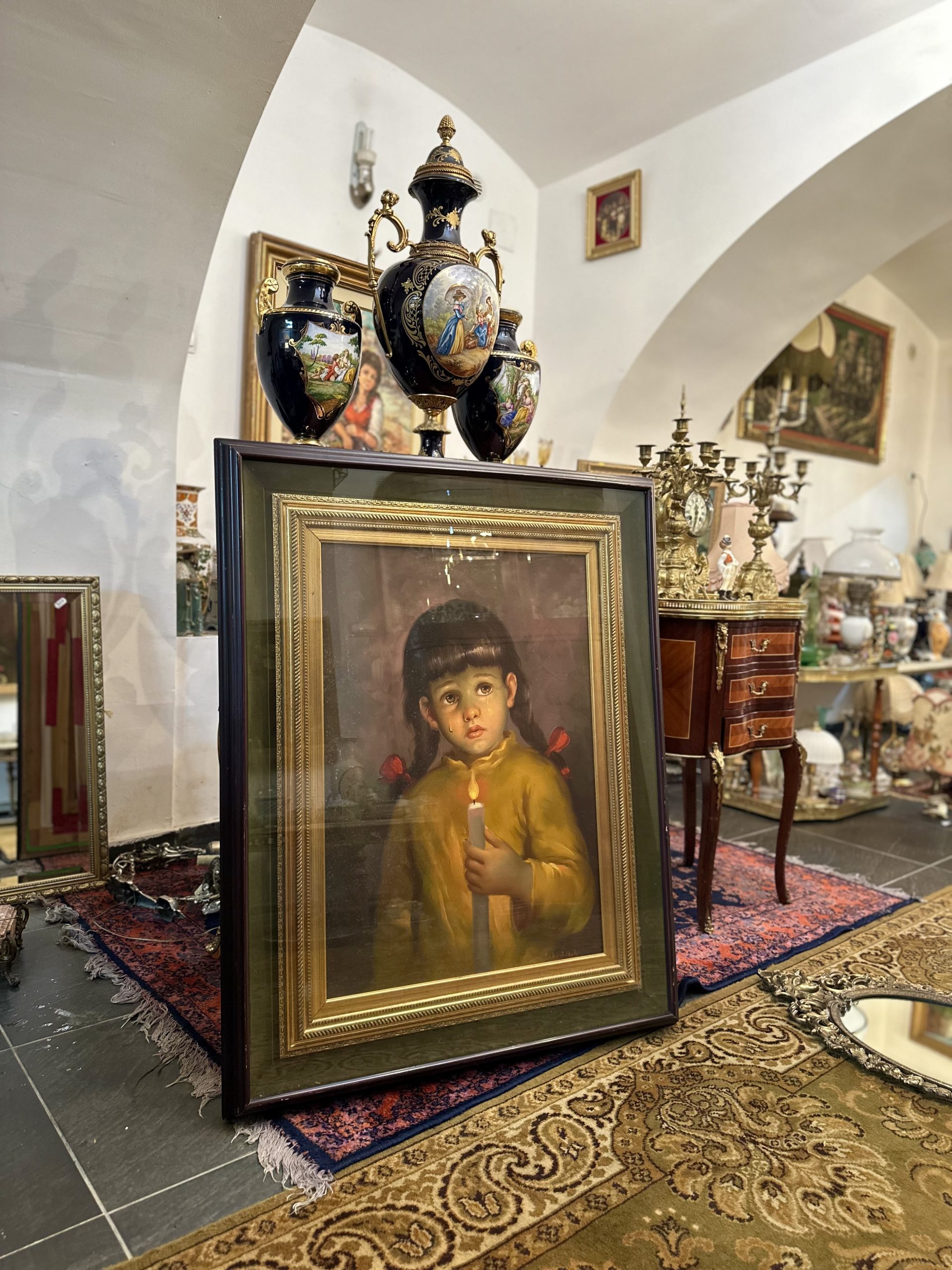 Pictura pe pânză semnată-portret fetița