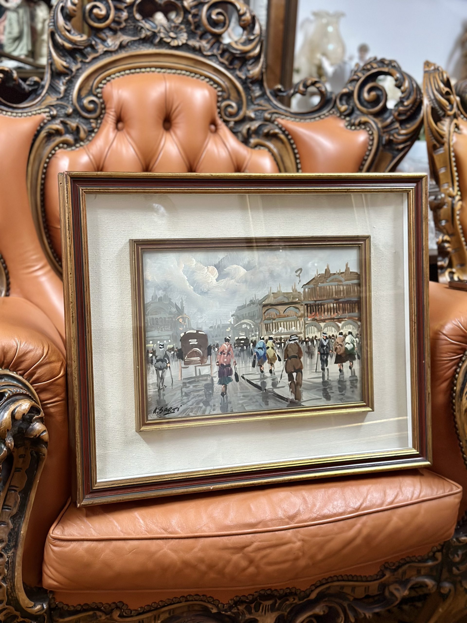 Pictura semnată-scena urbană europeană