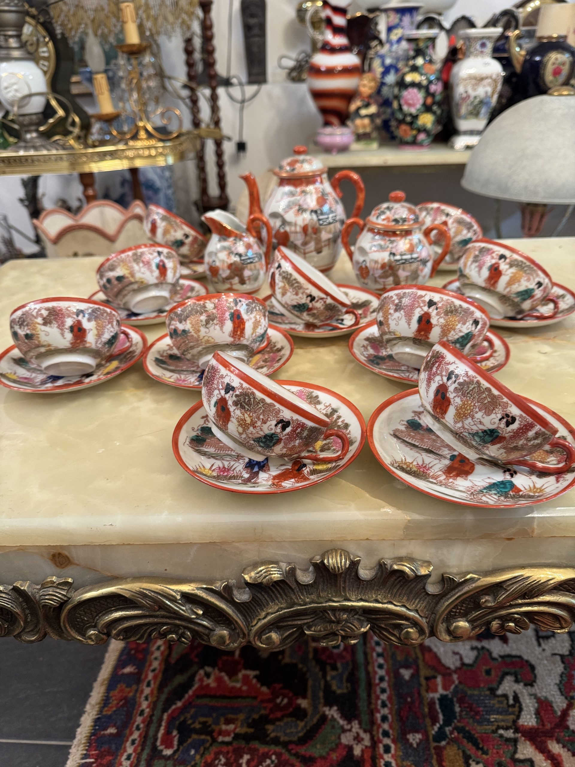 Set ceai porțelan fin oriental  handmade