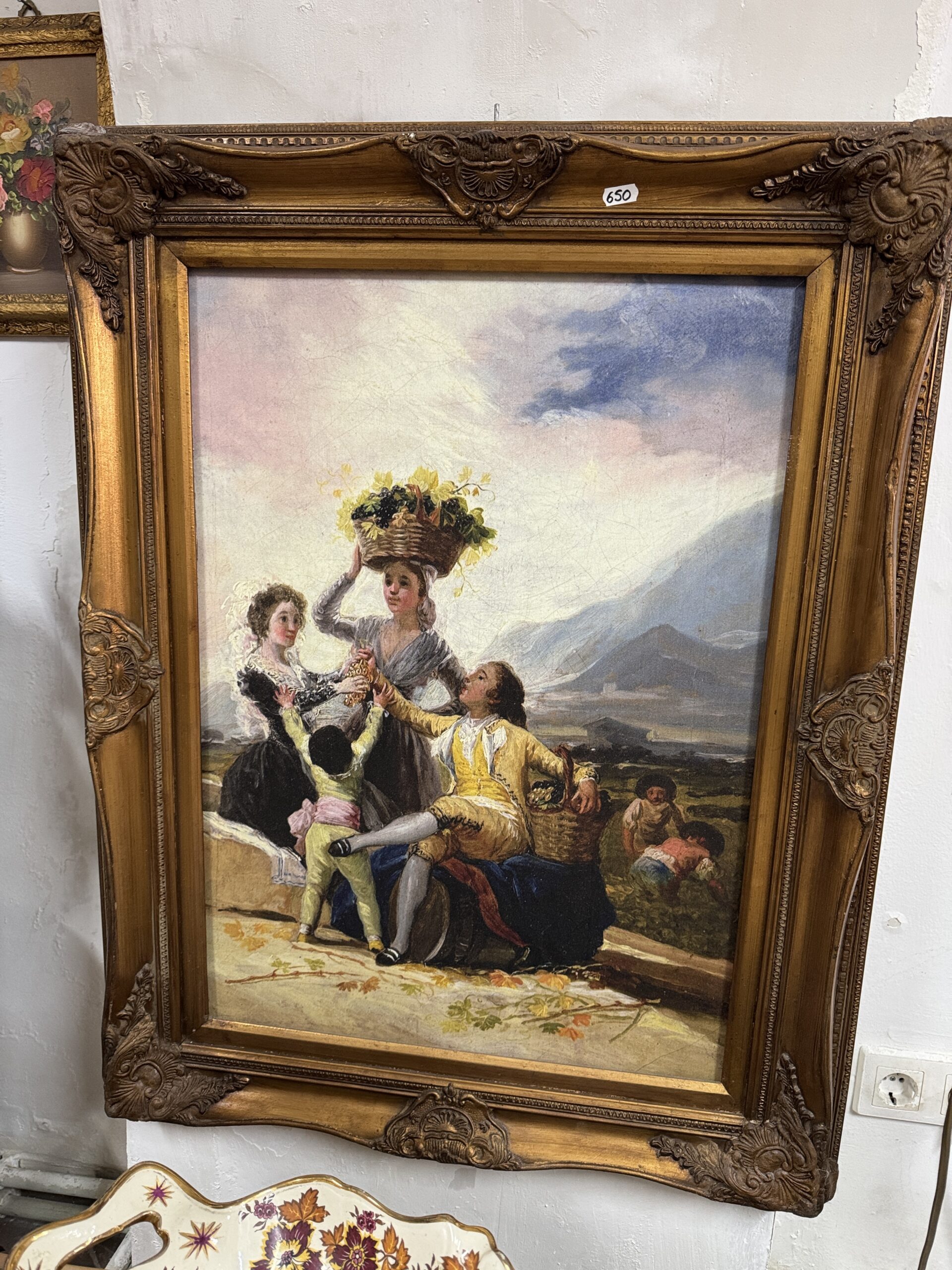 Tablou litografie „Scenă galantă la cules – bucuria vieții rurale”