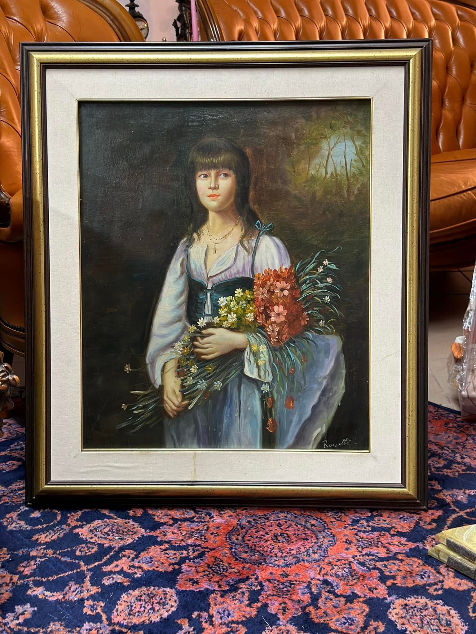 Tablou pictura-* „Tânăra cu Buchet de Flori”