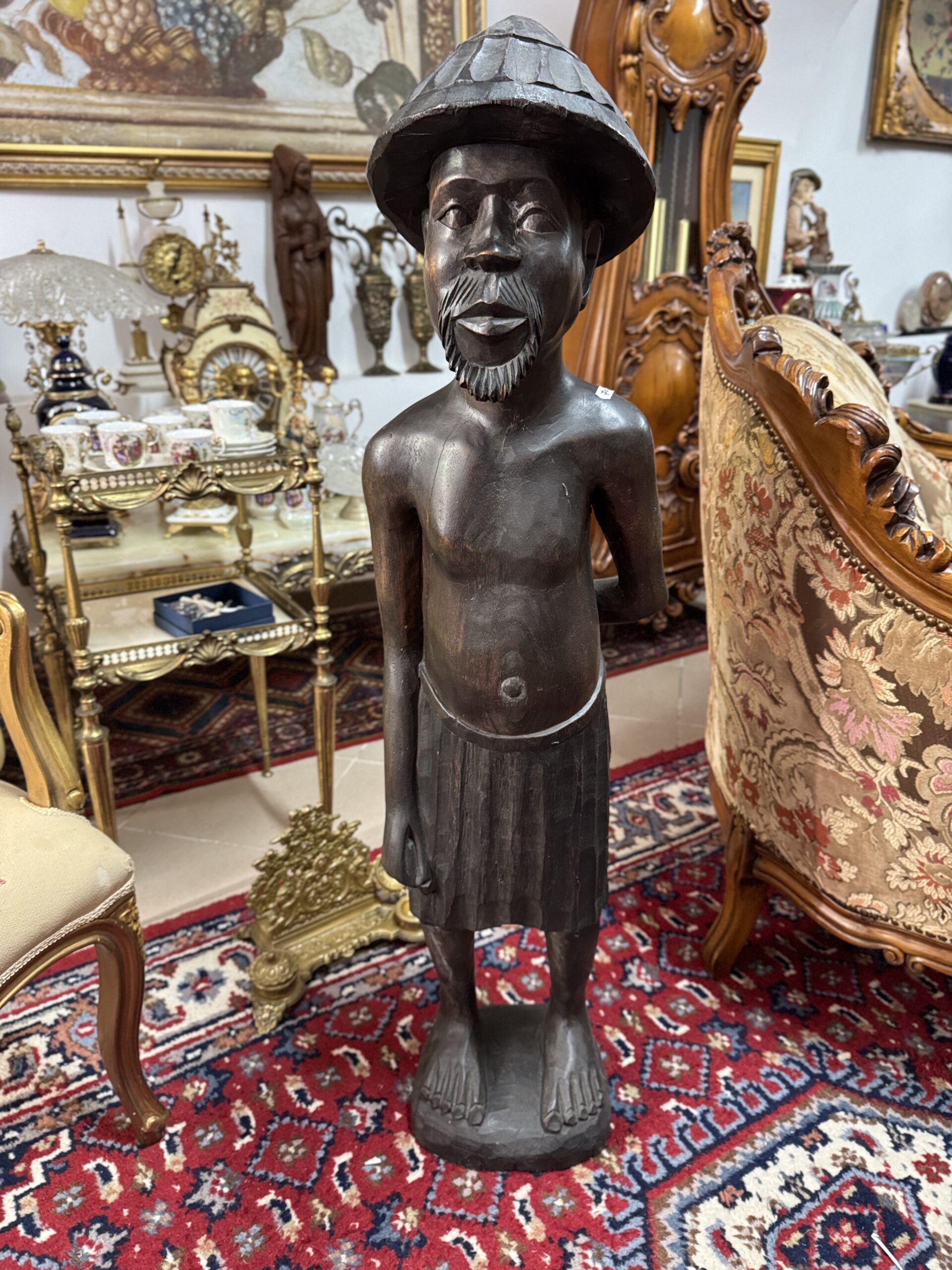 Statueta sculptură Africană din Lemn Masiv” - imagine 3