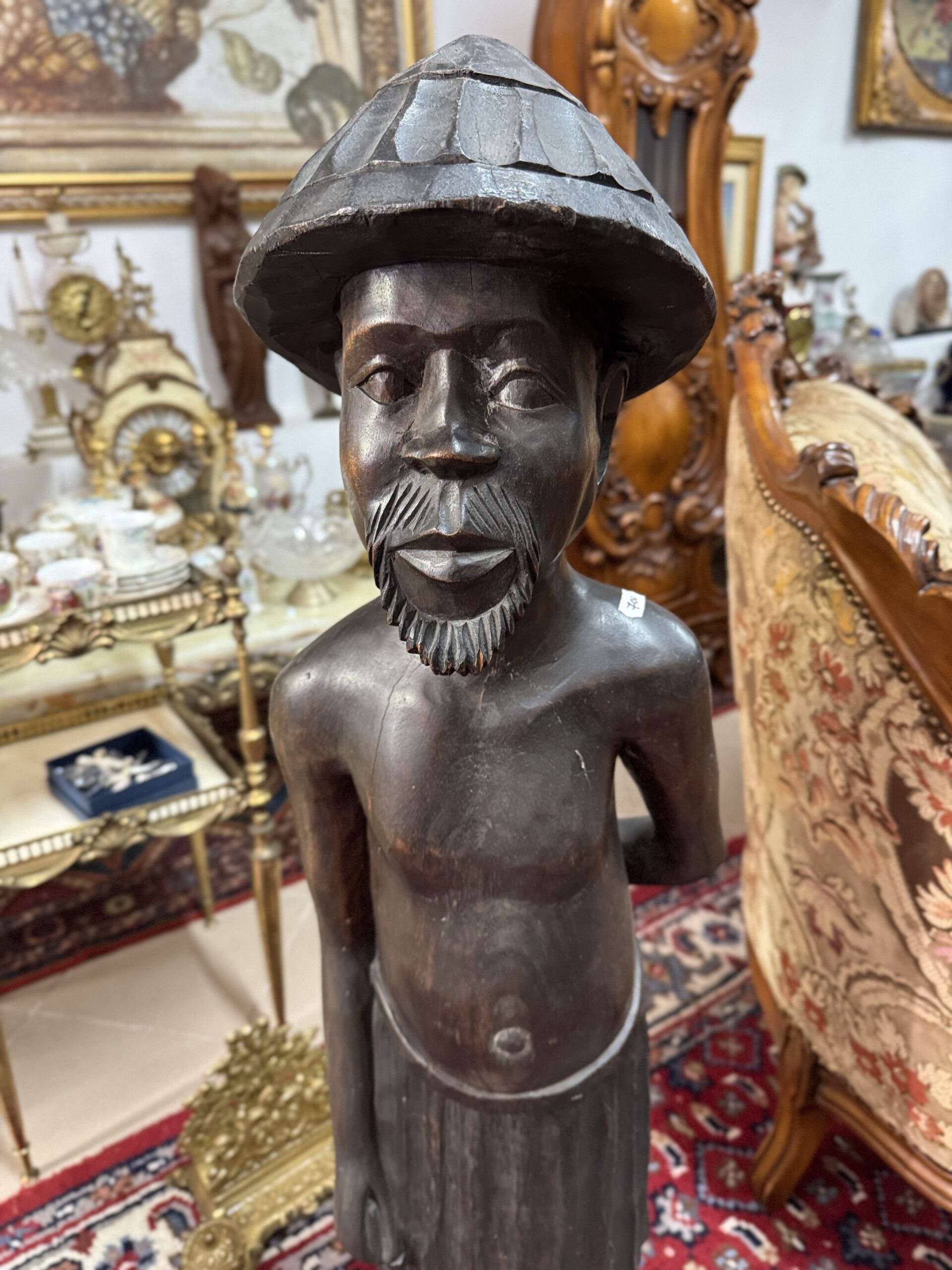 Statueta sculptură Africană din Lemn Masiv” - imagine 4