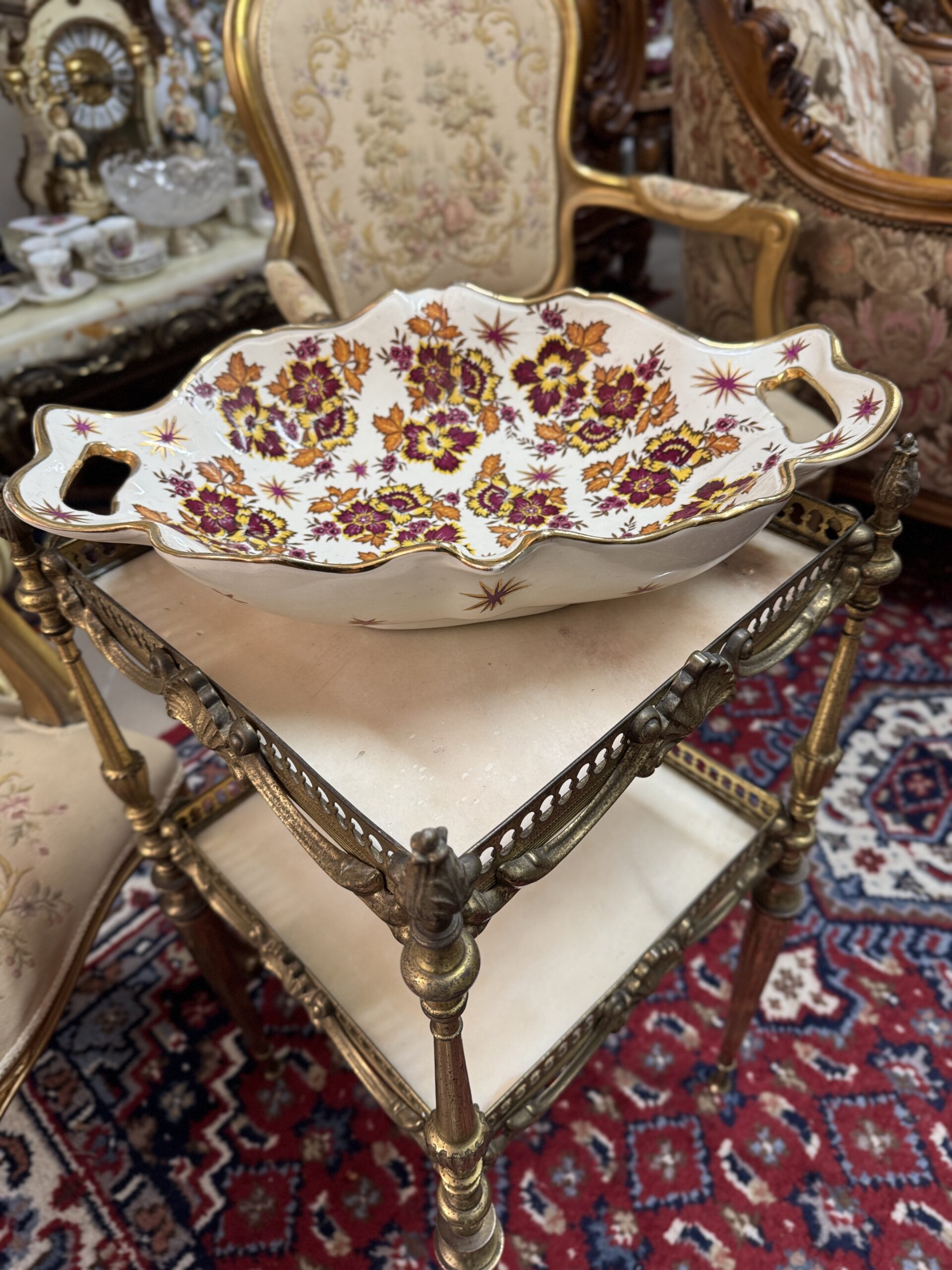 Fructiera platou decorativ belgian Boch Frères La Louvière - imagine 3