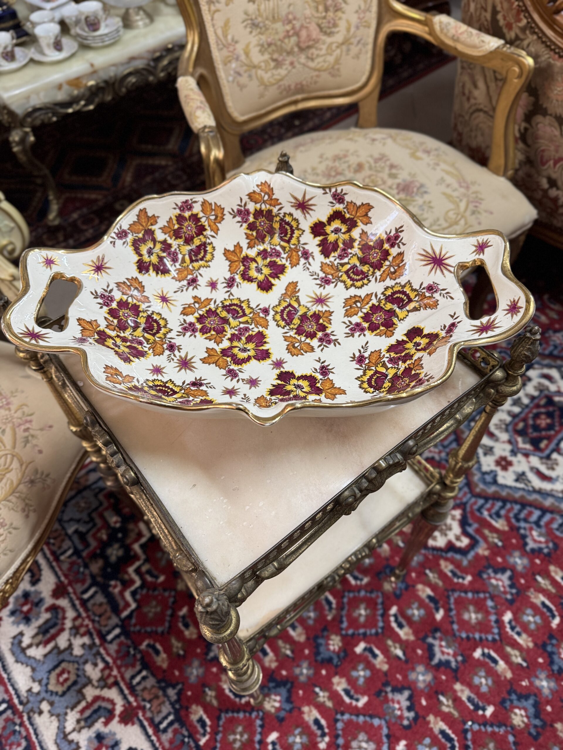 Fructiera platou decorativ belgian Boch Frères La Louvière - imagine 4
