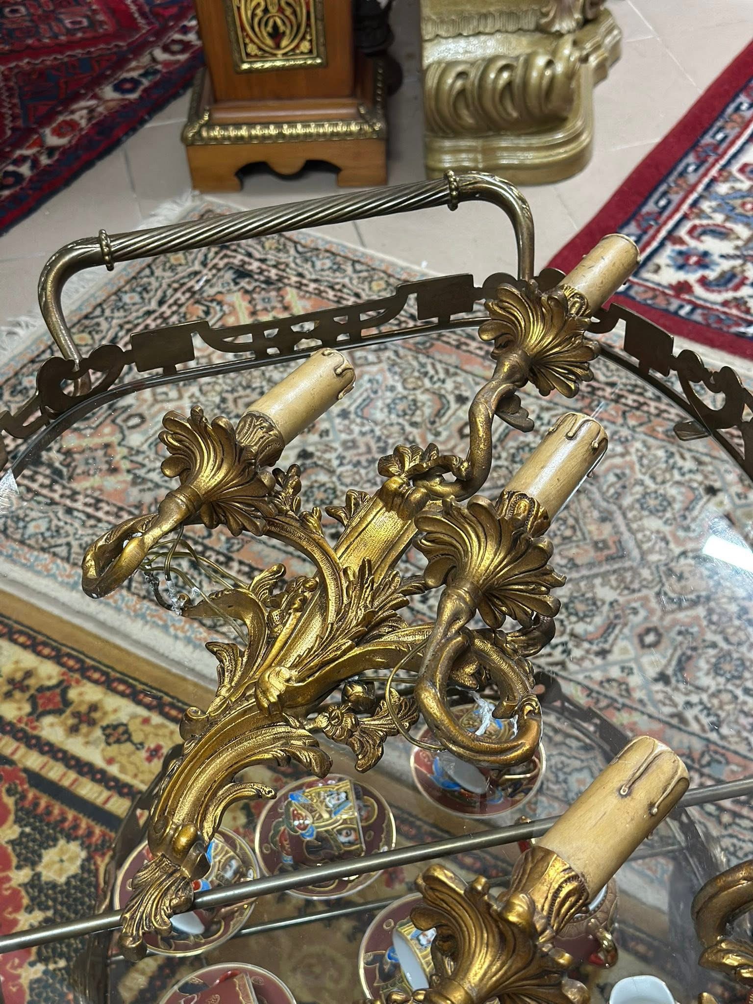 Superbă pereche de aplice mari din bronz masiv – stil Rococo / Baroc francez