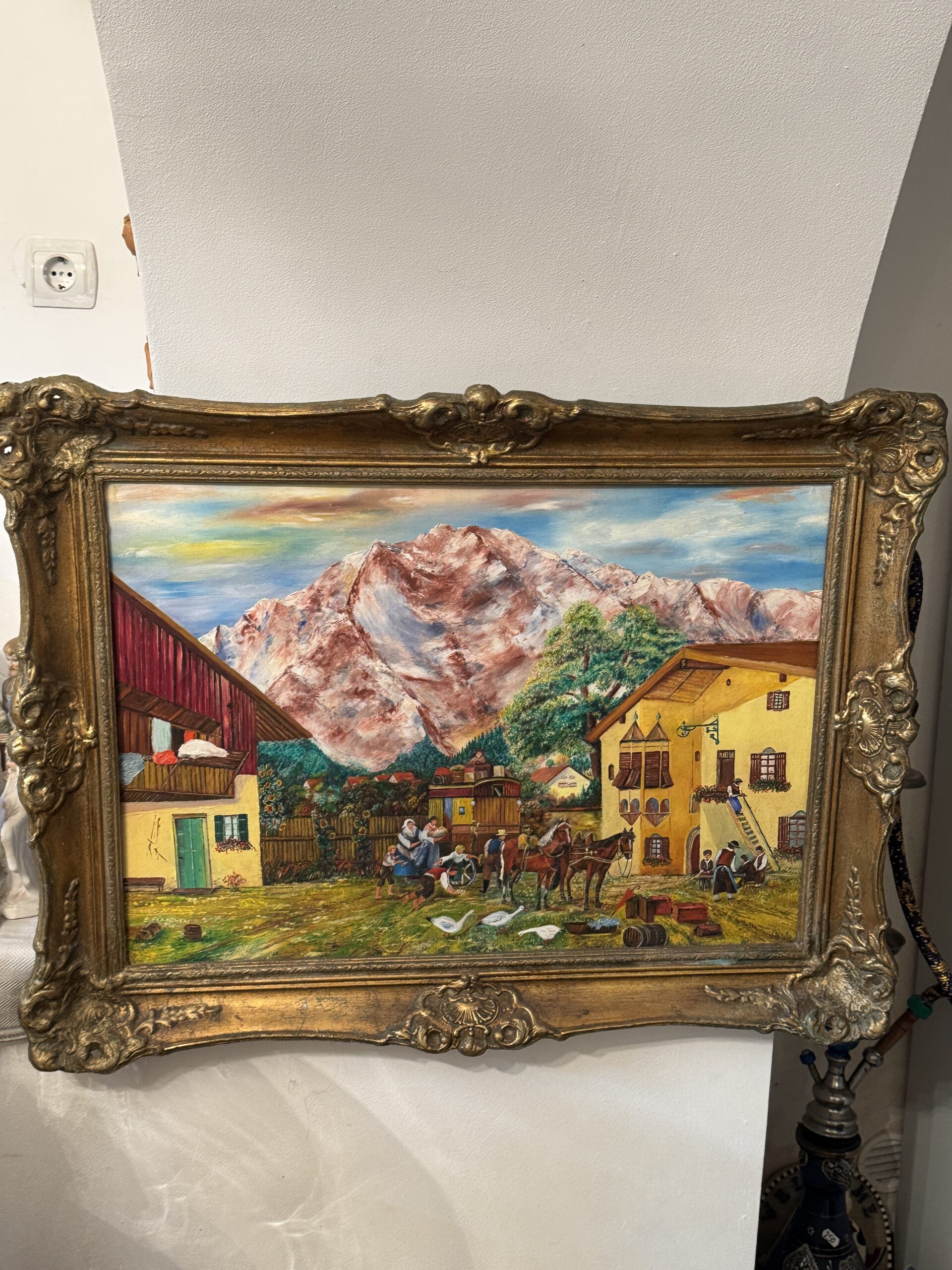 Tablou pictura atmosfera rustică alpină