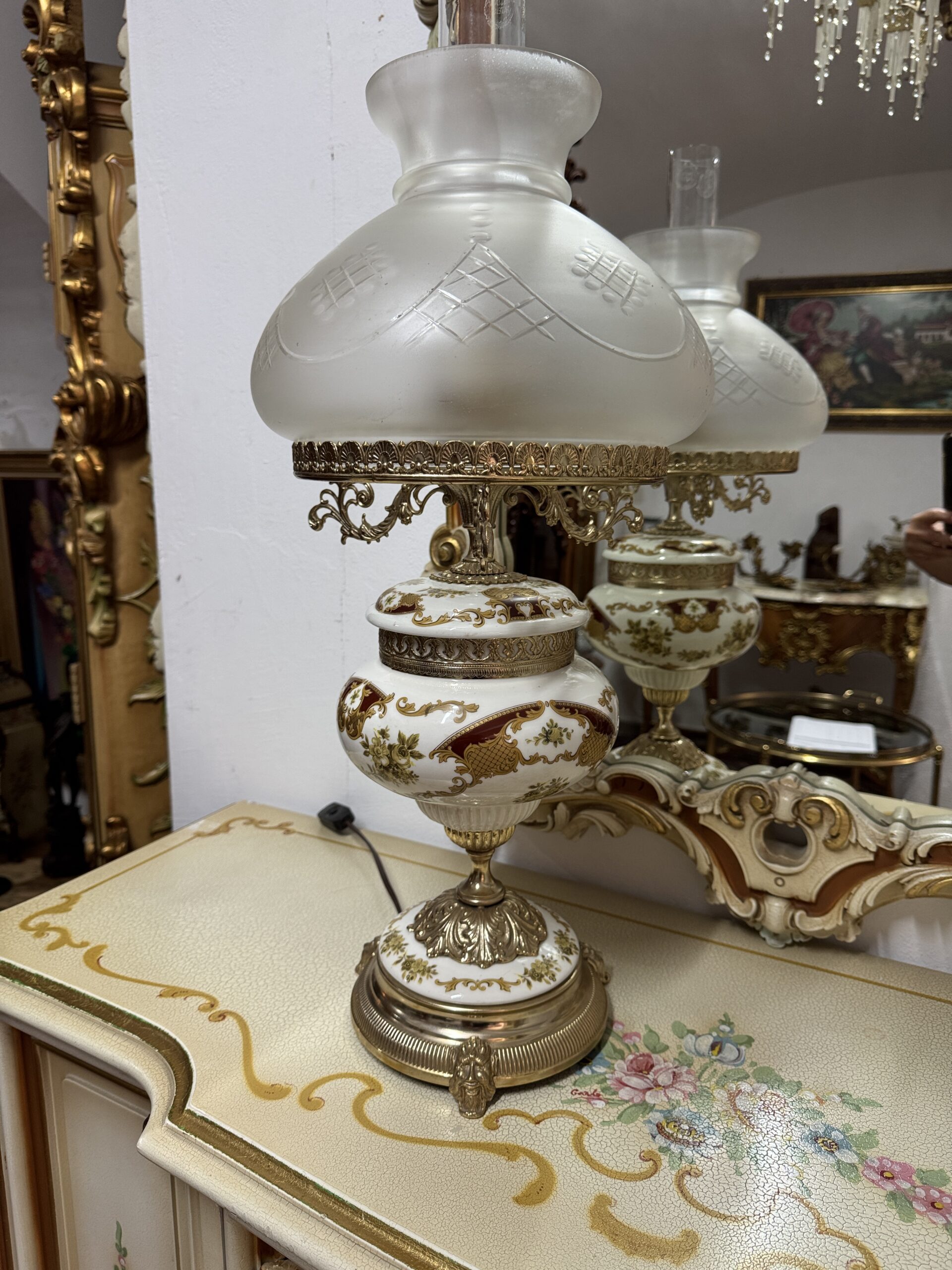 Magnifică lampă din porțelan Alfa cu alamă aurită - imagine 3