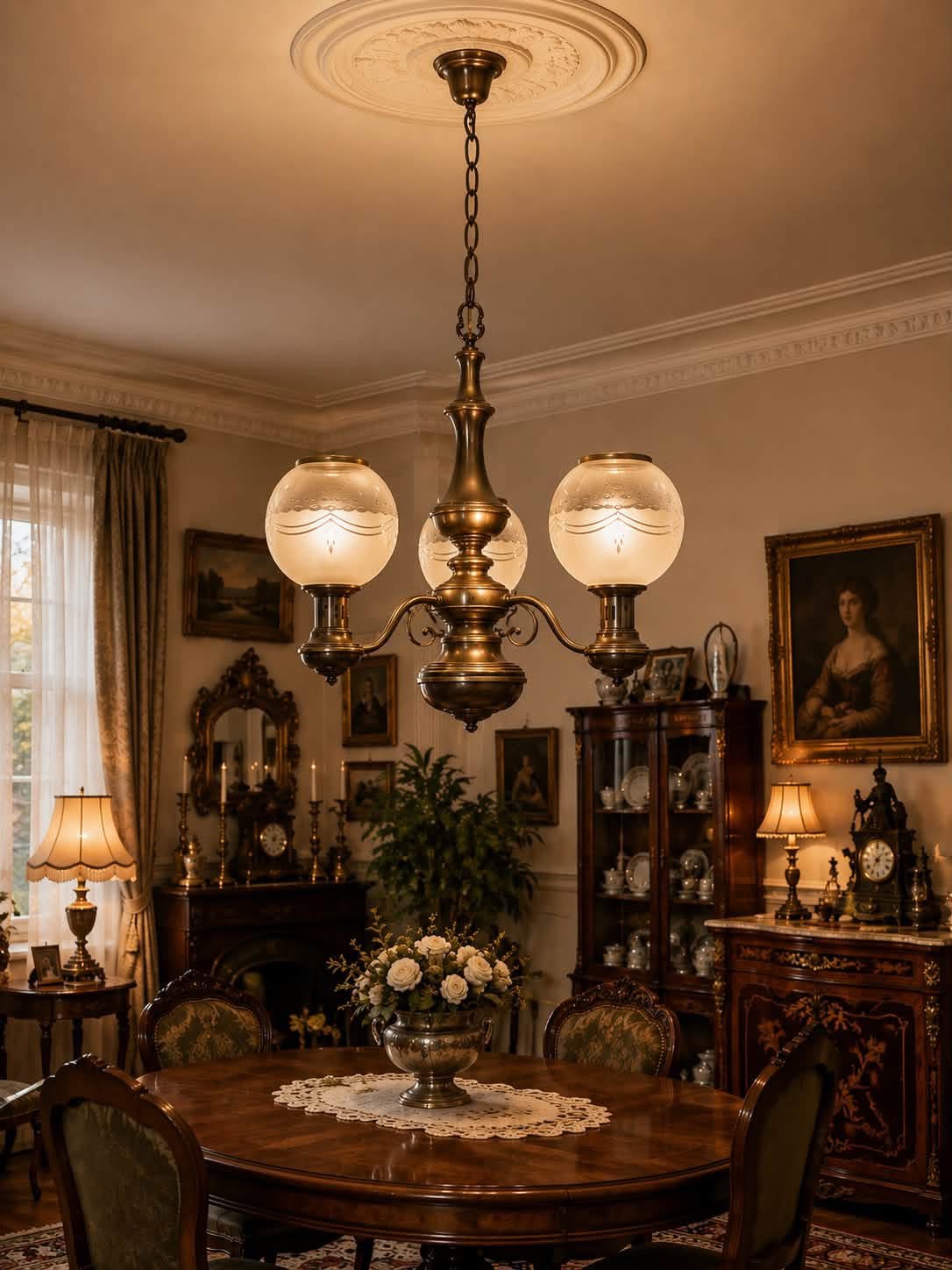 Candelabru cu 3 globuri sticlă anii 1970