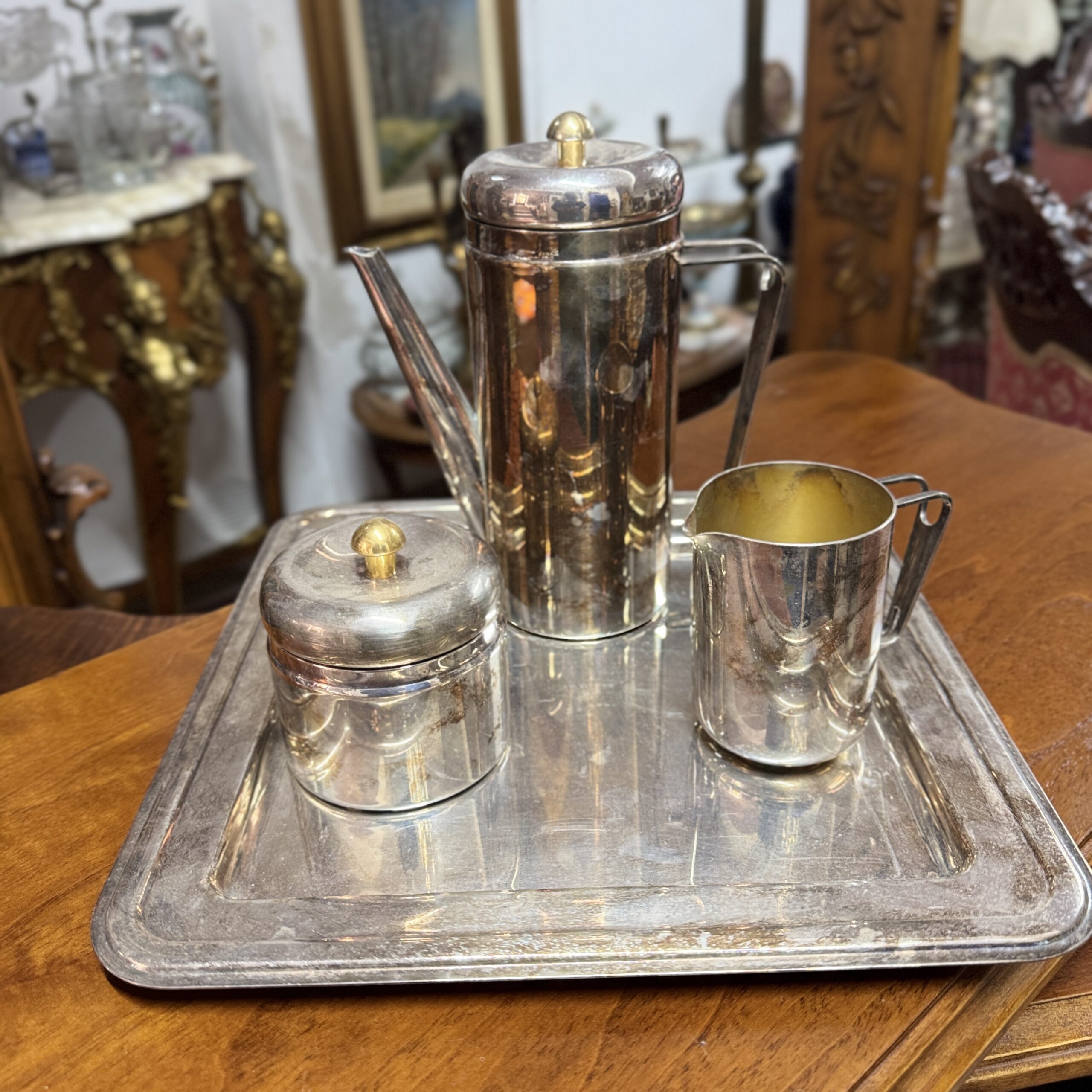 Set pentru servirea ceai,cafea– metal argintat
