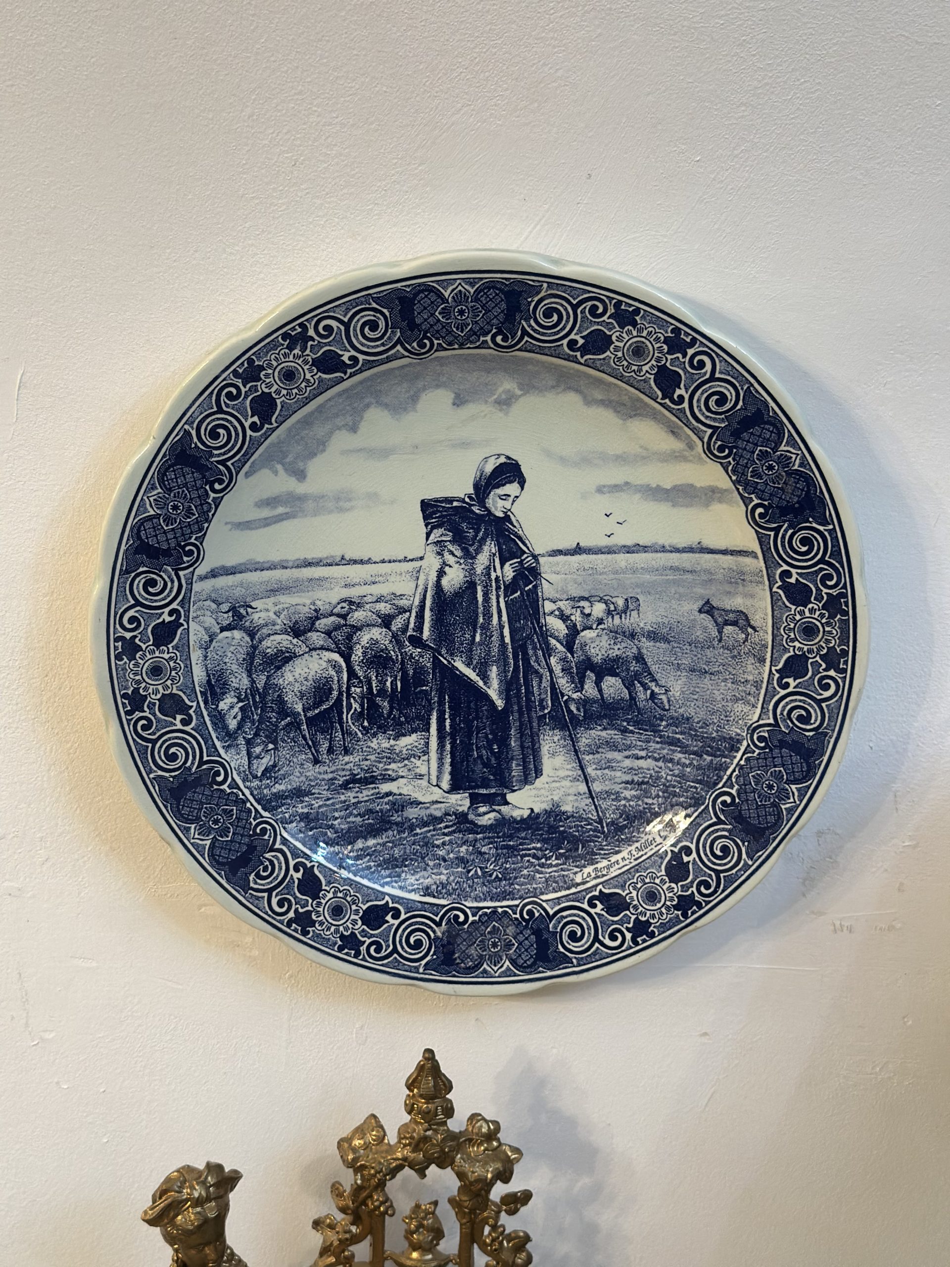 Farfurie decorativă Delfts scena pastorală