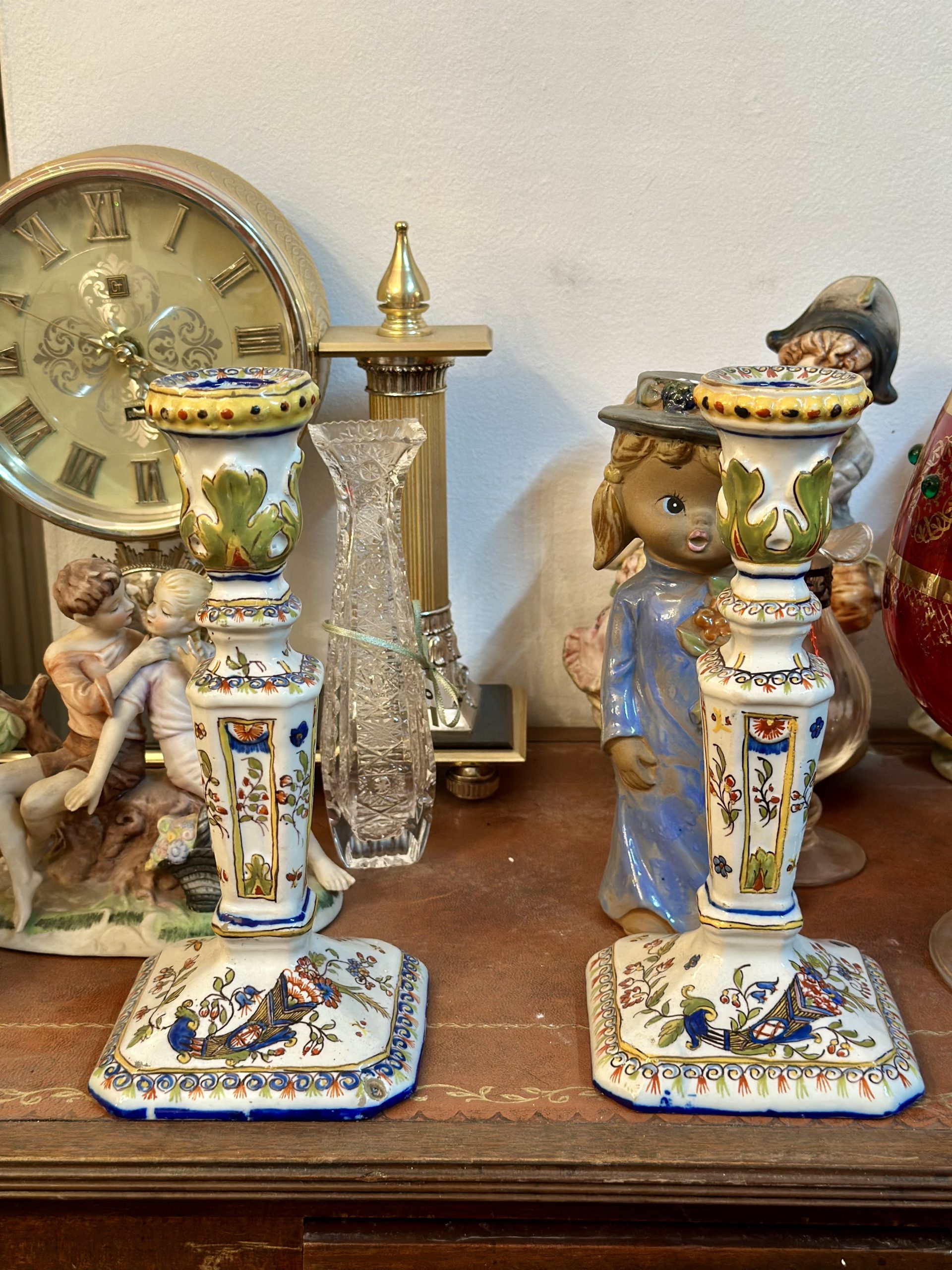 Pereche sfeșnice franceze perioada 1900-ceramica