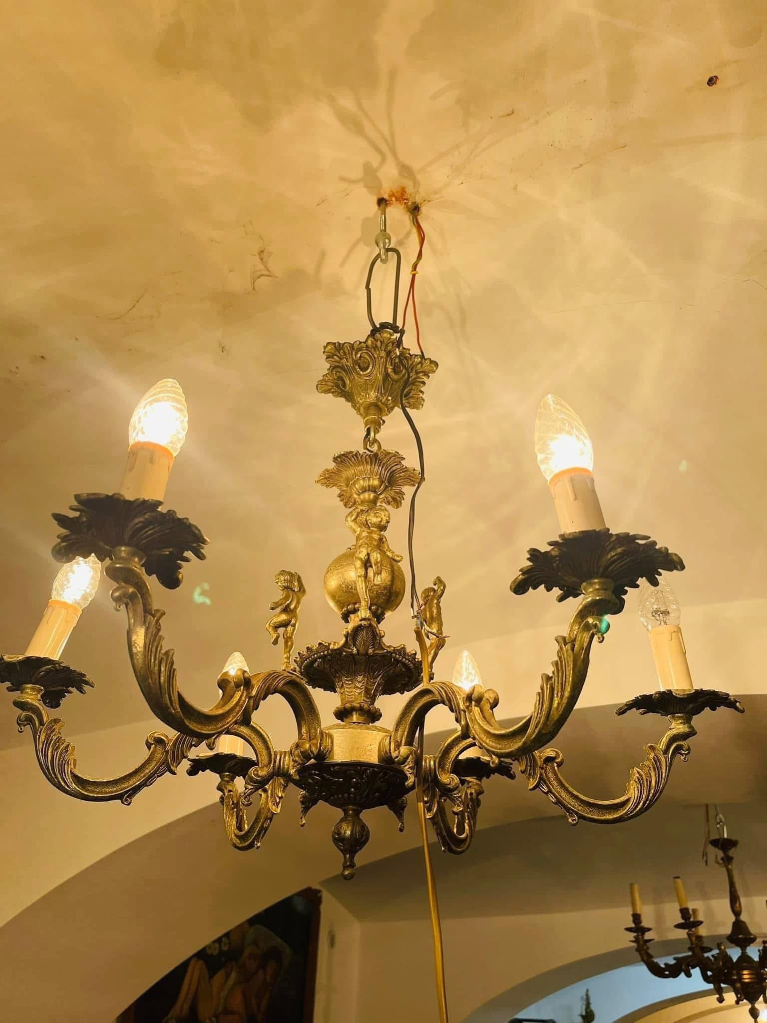 Candelabru vintage elegant-3 amorasi,6 brațe de lumină