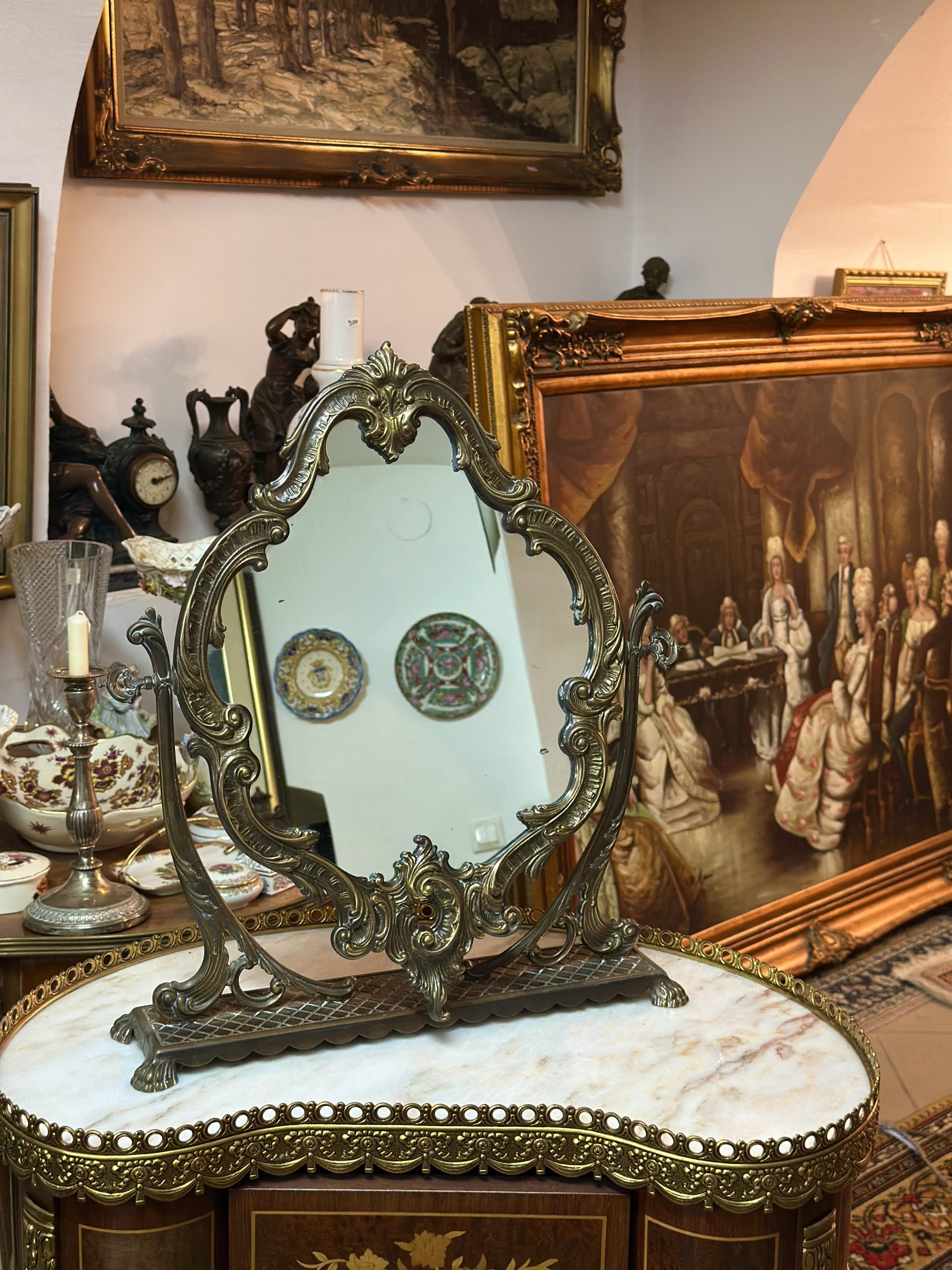 Oglindă de toaletă/masa din bronz stil Rococo